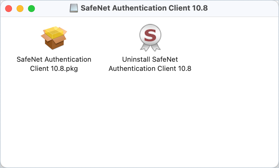 SafeNet Authentication Client disk image with installer package on macOS